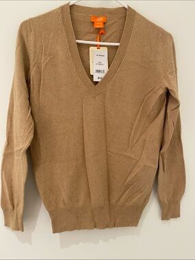 NWT Joe Fresh Long Sleeve V Neck Lightweight Sweater Tan XS
